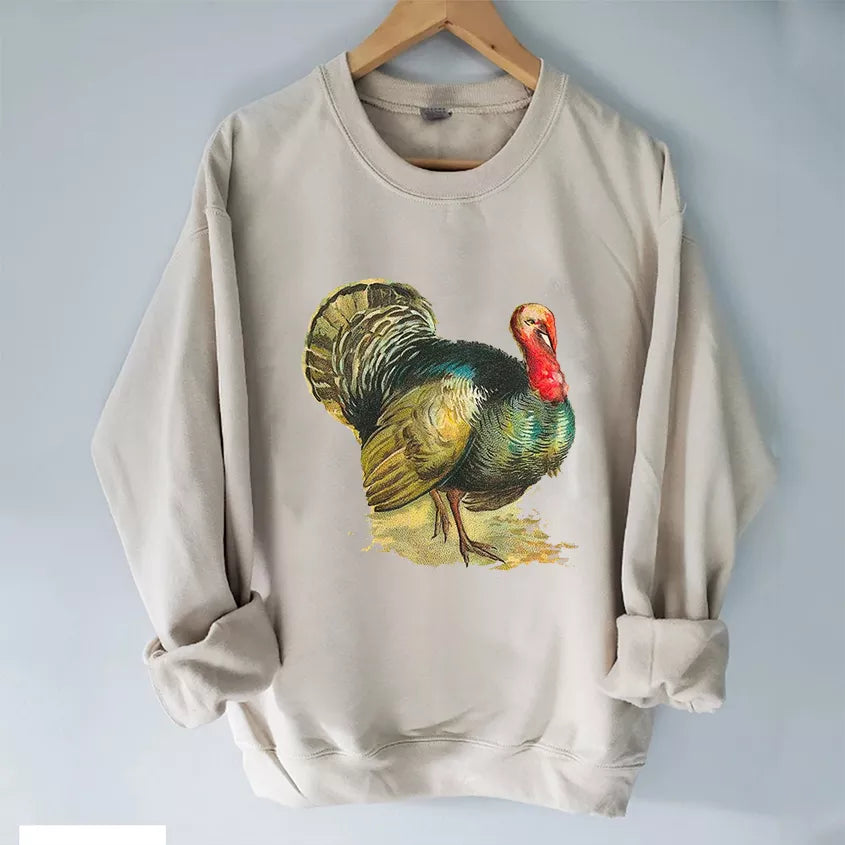 Vintage Turkey Sweatshirt, Christmas Sweatshirt Cute, Christmas Winter Sweatshirt