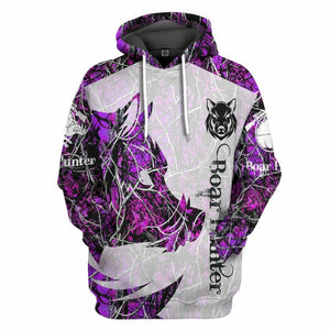 3D Boar Hunter Purple Custom Tshirt Hoodie Apparel