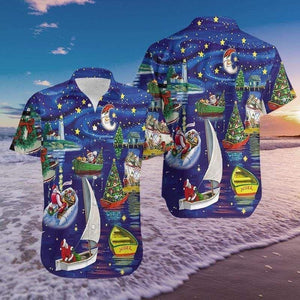 Santa Claus Boat Deliver Christmas Spirit Hawaiian Shirt, Christmas Gift