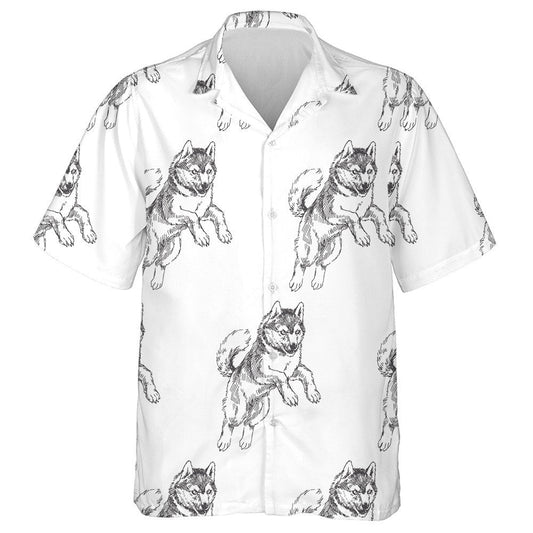 Cartoon Jumping Eskimo Dog Isolated Background Hawaiian Shirt, Hawaiian Shirt Gift, Christmas Gift