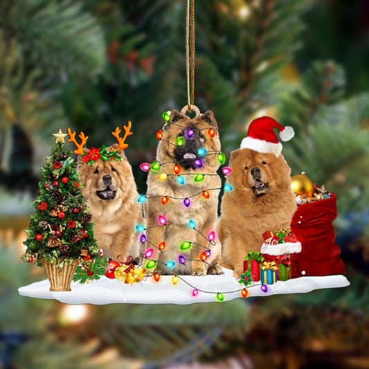 Chow Chow-Christmas Dog Friends Hanging Christmas Plastic Hanging Ornament, Happy Christmas Ornament, Christmas Gift, Christmas Decoration
