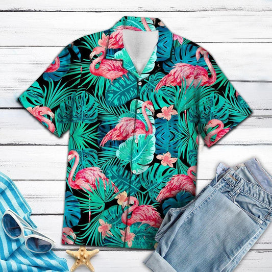 Flamingo Animal Species Tropical Jungle Design Hawaiian Shirt, Hawaiian Shirt Gift, Christmas Gift