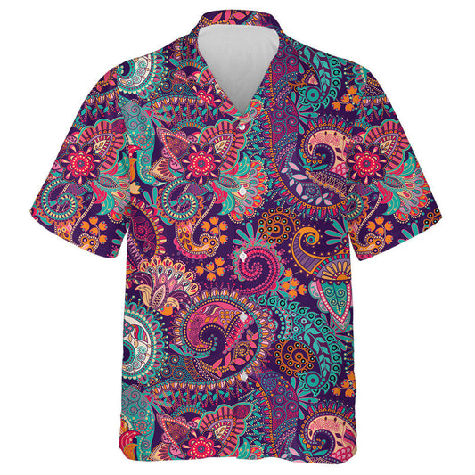 Bláthanna ildaite Maisiúil Indiach Paisley Patrún Línte Lámhdhéanta Léine Haváís, Bronntanas Léine Haváís, Bronntanas Nollag