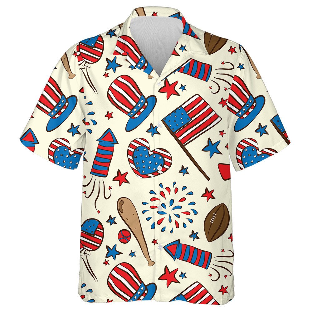 Sporty American Football Stuff With Independence Day Icons Hawaiian Shirt, Hawaiian Shirt Gift, Christmas Gift