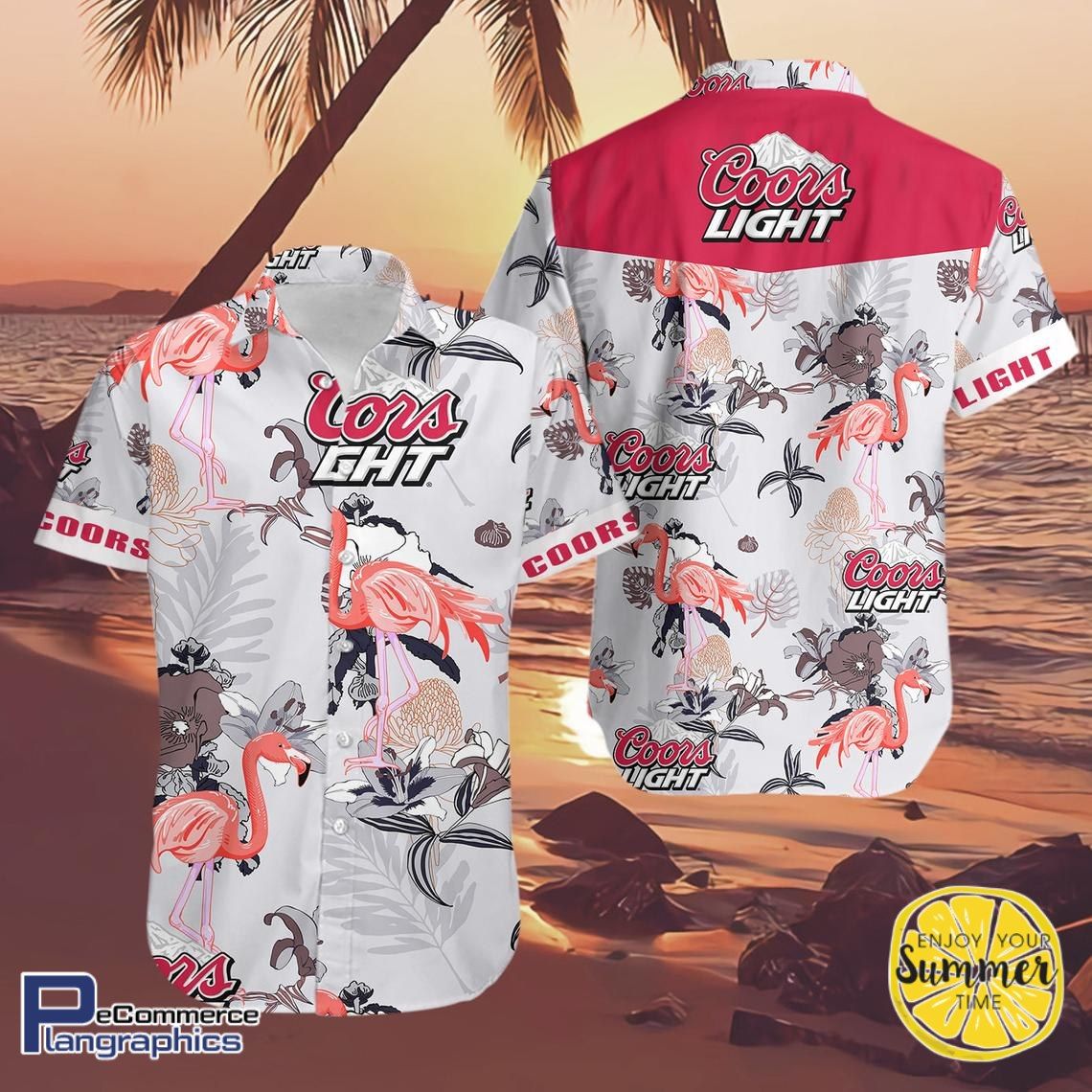 Coors Light Flamingo Aloha Shirt Hawaiian Aloha Shirt, Hwaiian For Gift