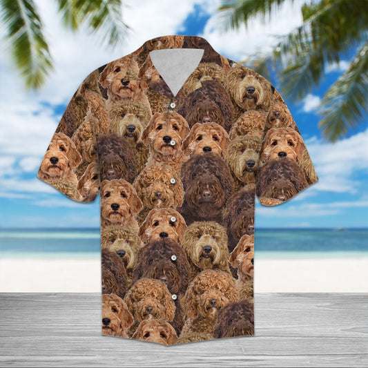Labradoodle Awesome Dog Face Collection Hawaiian Shirt, Hawaiian For Gift