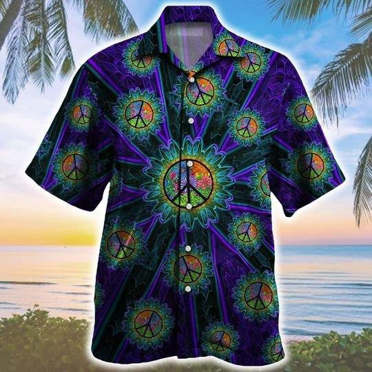 Trippy Peace Sign Pattern Hawaiian Shirt,Hawaiian Shirt Gift, Christmas Gift