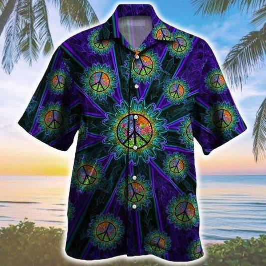 Trippy Peace Sign Pattern Hawaiian Shirt,Hawaiian Shirt Gift, Christmas Gift