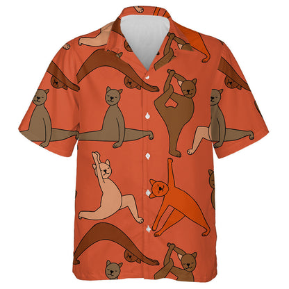 Cats In Different Yoga Poses On Orange Hawaiian Shirt, Hawaiian Shirt Gift, Christmas Gift