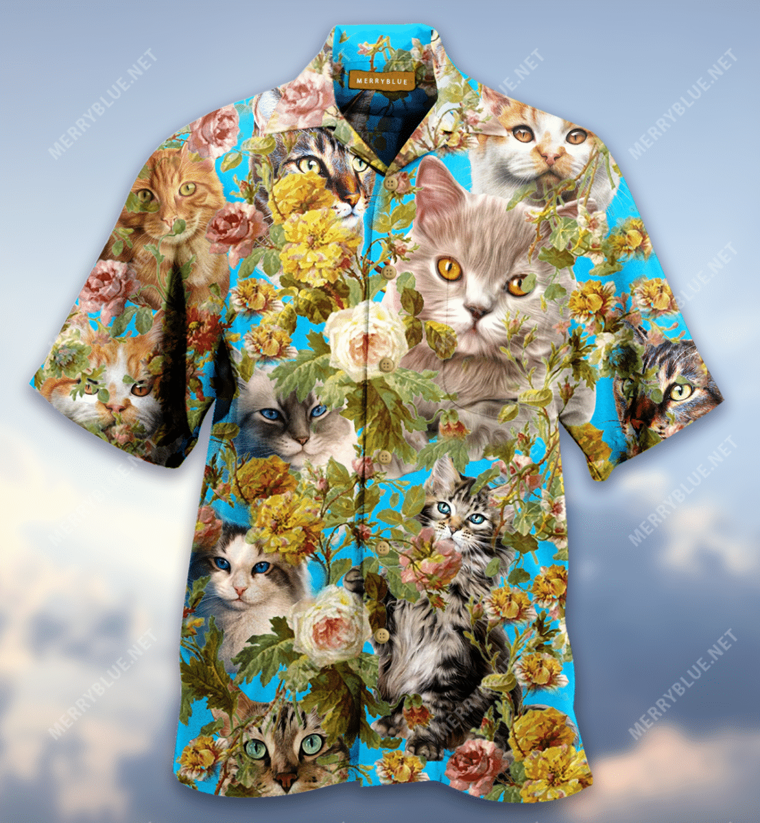 Cute Cats With Flower Hawaiian Shirt, Hwaiian For Gift