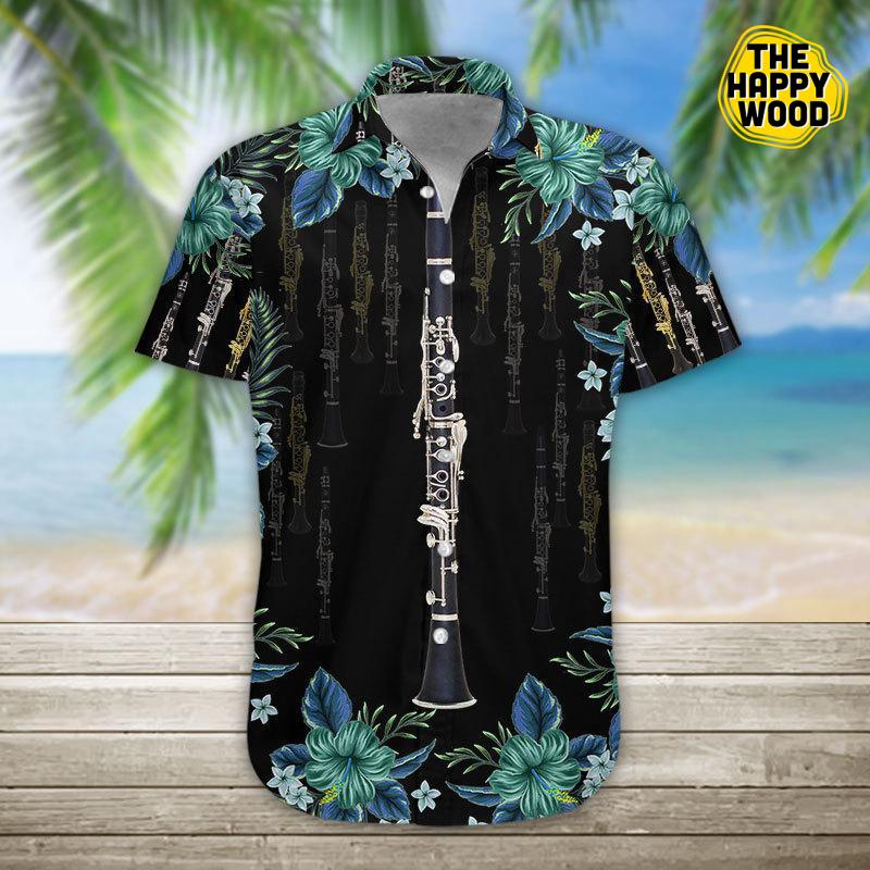 Clarinet 3D Hawaiian Hawaii Shirt_Hawaiian Shirt Gift, Christmas Gift
