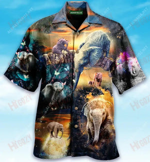 All Good Things Are Wild And Free Elephant Unisex Hawaiian Shirt Vacation Short Sleeve Tactical Hawaiian Shirt Hawaiian Shirts For Men, Hawaiian Shirt Gift, Christmas Gift