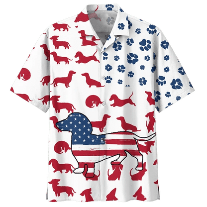 Red Dachshund Watercolor Design Hawaiian Shirt,Hawaiian Shirt Gift, Christmas Gift
