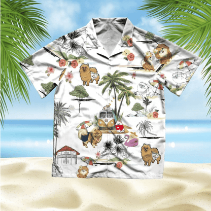 Pomeranian Beach Style Pretty Ornamental Hawaiian Shirt,Hawaiian Shirt Gift, Christmas Gift