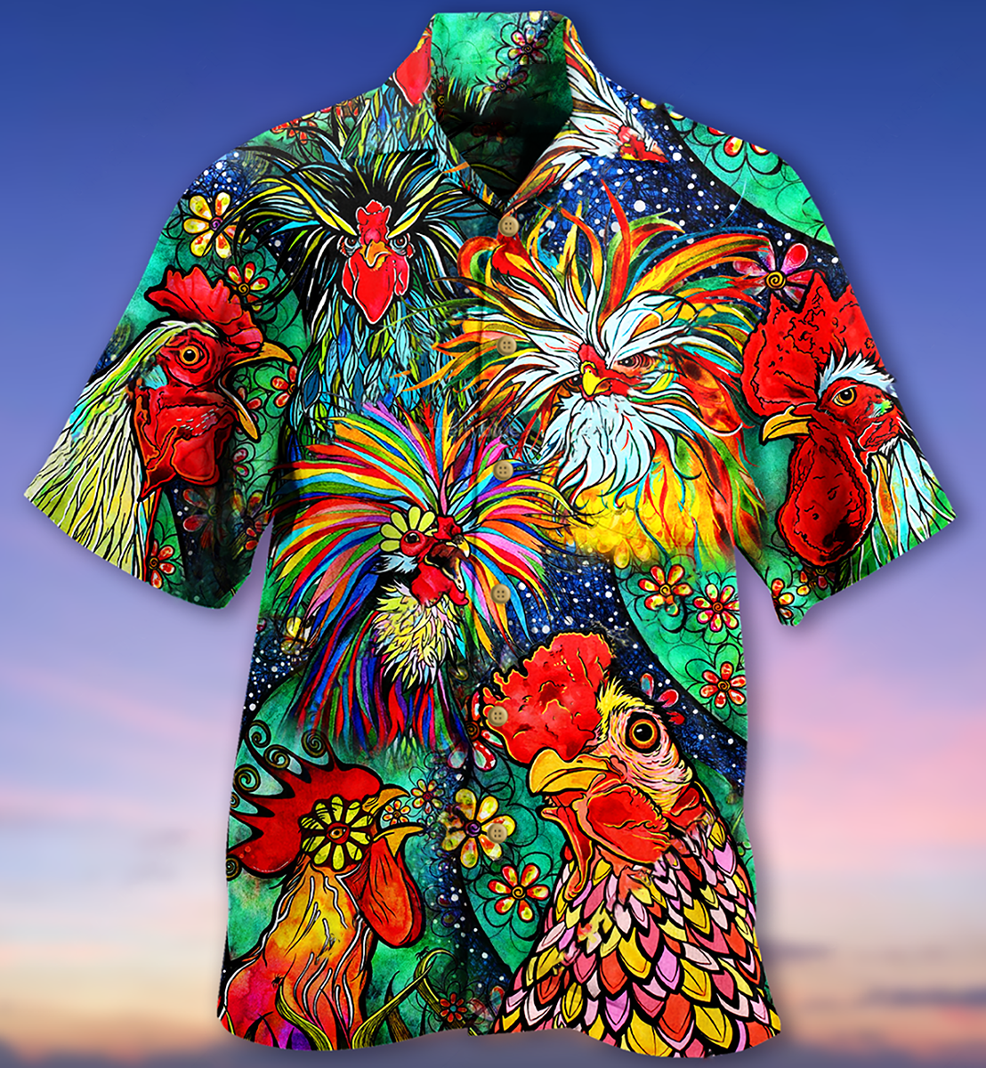 Chicken Love Color - Hawaiian Shirt_Hawaiian Shirt Gift, Christmas Gift