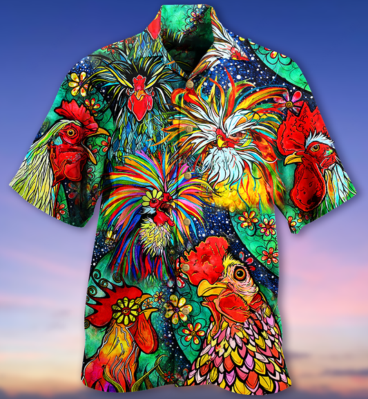 Chicken Love Color - Hawaiian Shirt_Hawaiian Shirt Gift, Christmas Gift