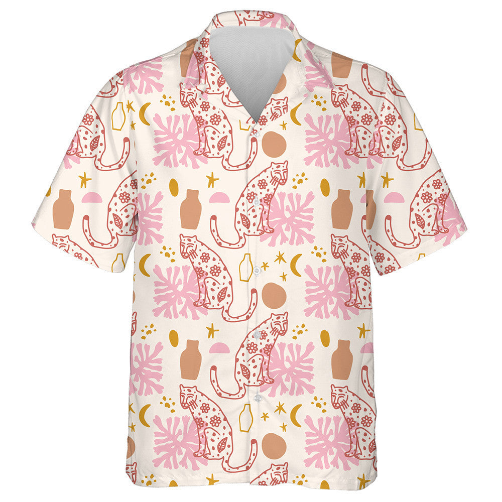 Liopard Fiáin na hAfraice Le Cait Fhiáine Líníochtaí Doodle Léine Haváís, Bronntanas Léine Haváís, Bronntanas Nollag