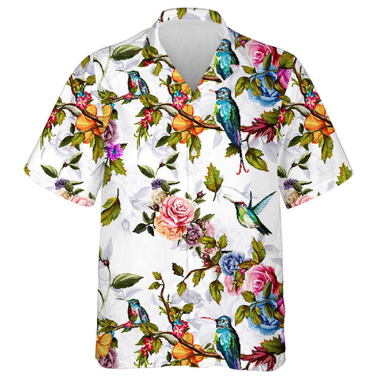 Humming Bird With Beautiful Rose And Peony Hawaiian Shirt, Hawaiian Shirt Gift, Christmas Gift