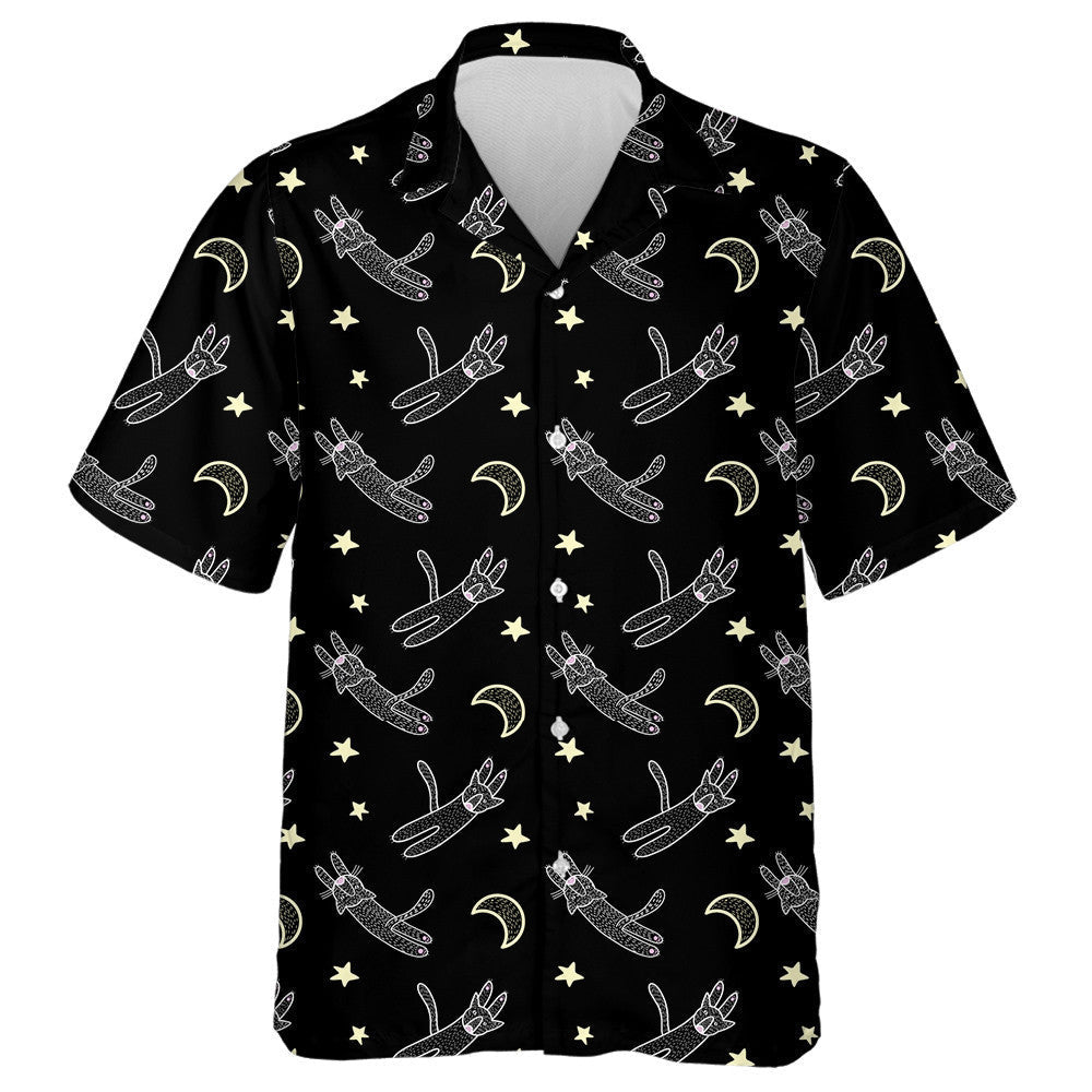 Texture With Cats On Black Background Hawaiian Shirt,Hawaiian Shirt Gift, Christmas Gift