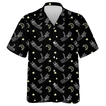 Texture With Cats On Black Background Hawaiian Shirt,Hawaiian Shirt Gift, Christmas Gift