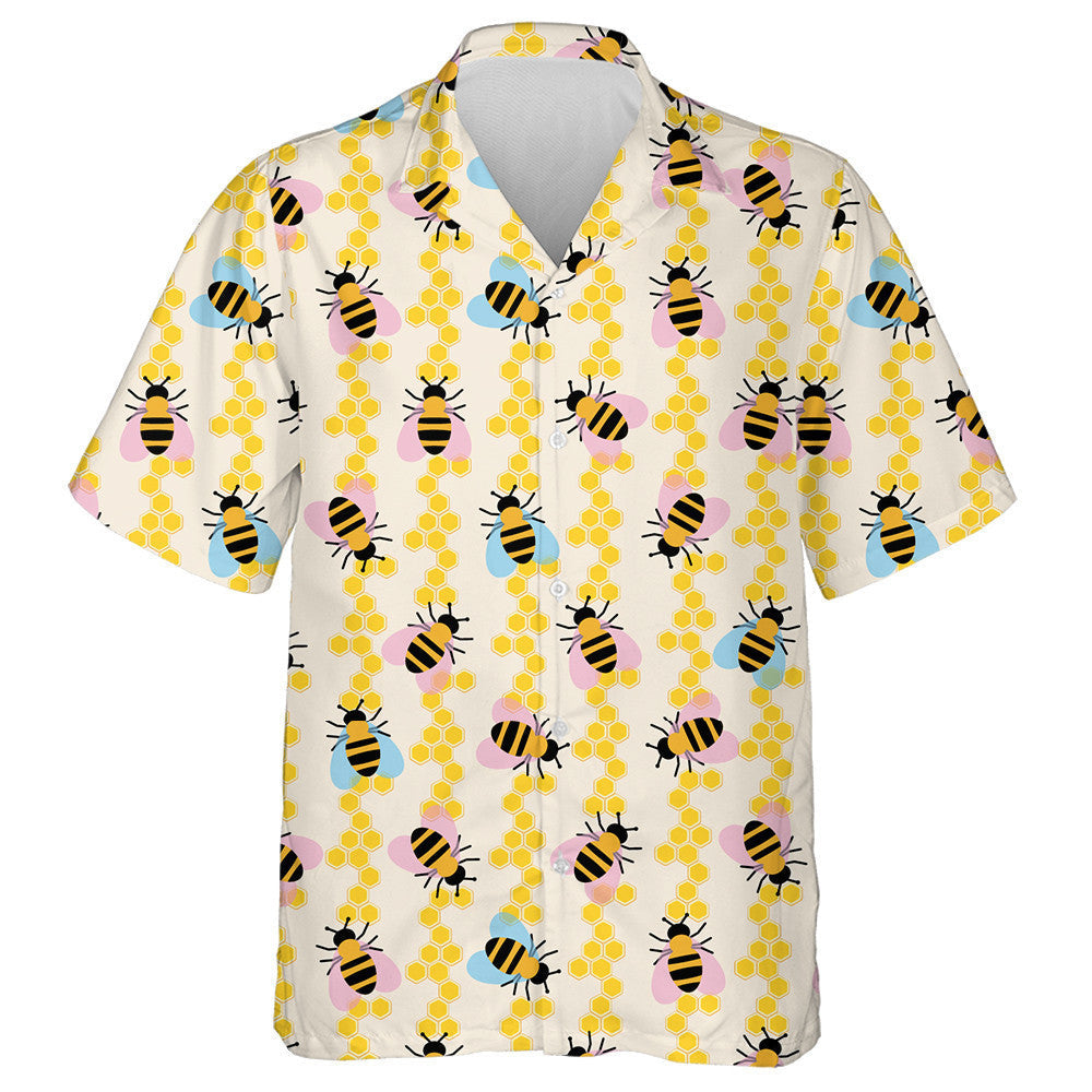 Bee Combs And Honey With Striped Insects Hawaiian Shirt, Hawaiian Shirt Gift, Christmas Gift