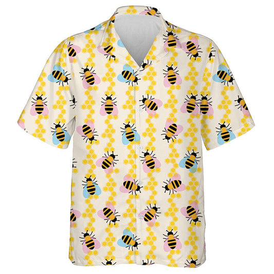 Bee Combs And Honey With Striped Insects Hawaiian Shirt, Hawaiian Shirt Gift, Christmas Gift