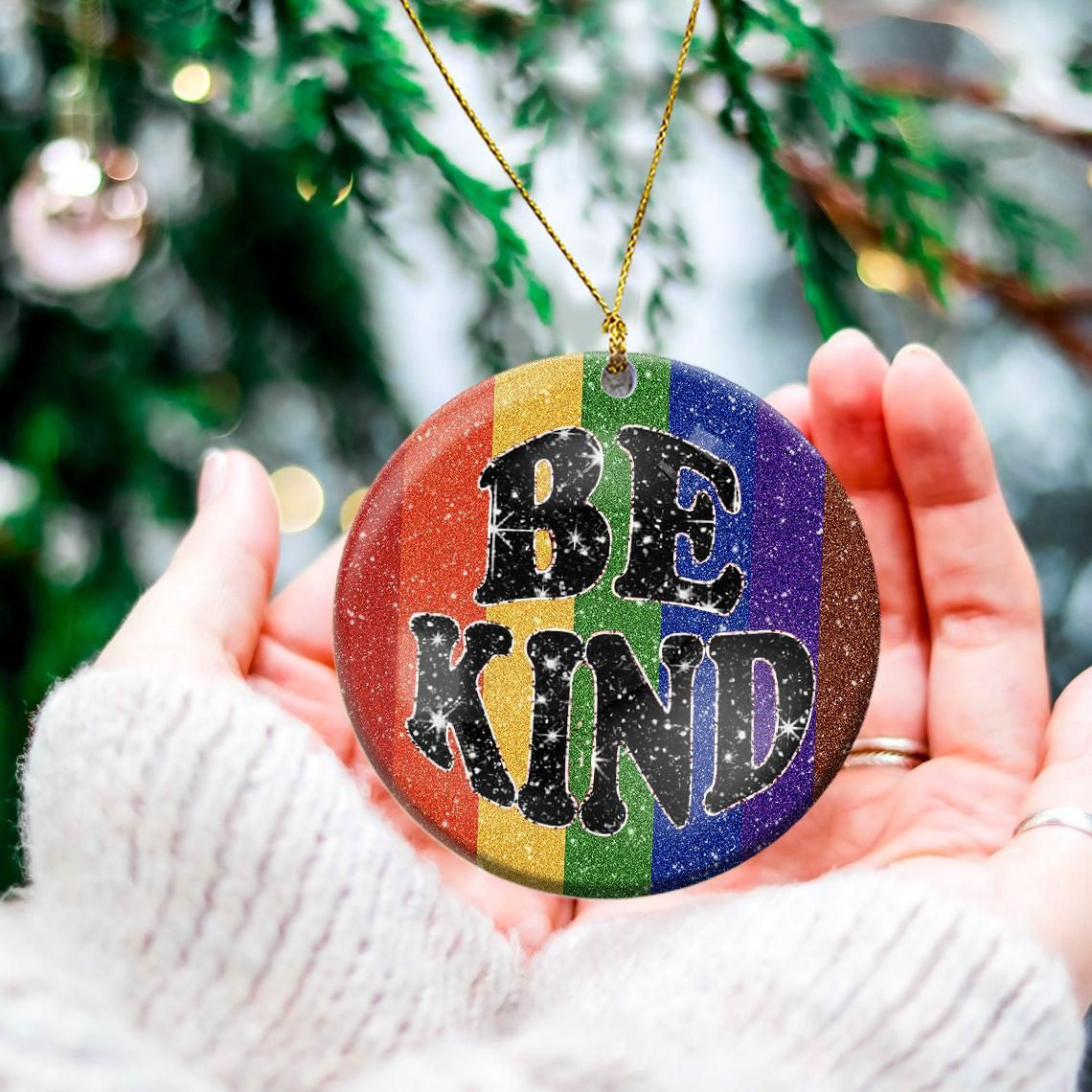 Be Kind Round Ceramic Ornaments, Christmas Ornament Gift, Christmas Gift, Christmas Decoration