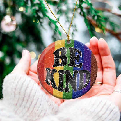 Be Kind Round Ceramic Ornaments, Christmas Ornament Gift, Christmas Gift, Christmas Decoration