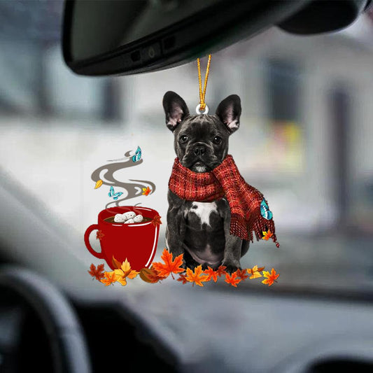 DUBH Fraincis Bulldog-Fall Seacláid-Dhá thaobh na Nollag Ornáide Crochta Plaisteach, Bronntanas Ornáide Nollag, Bronntanas Nollag, Maisiú Nollag