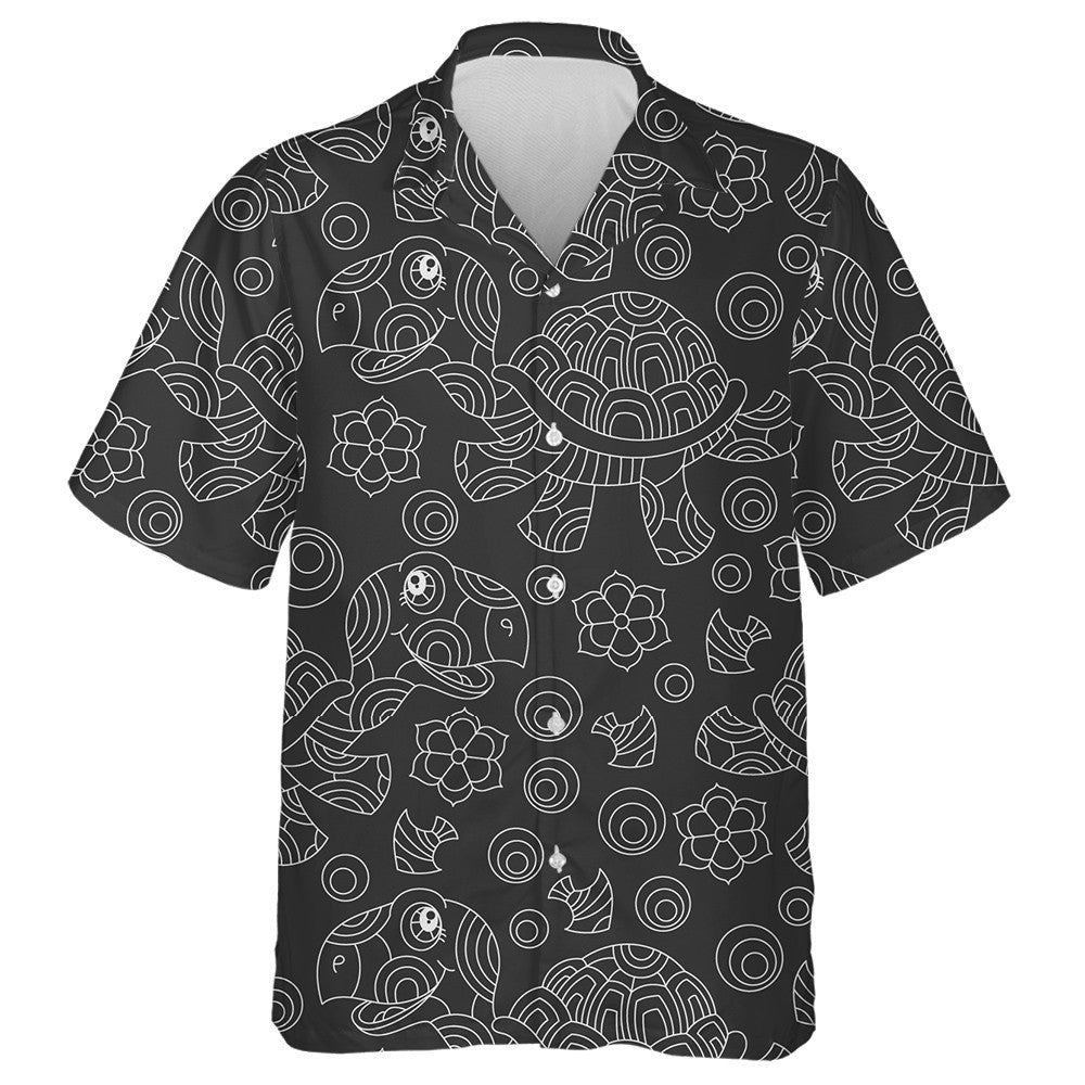 Light Contour Cartoon Fun Turtles And Fish Hawaiian Shirt, Hawaiian Shirt Gift, Christmas Gift