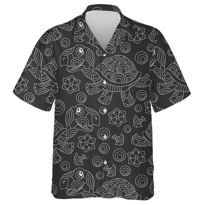 Light Contour Cartoon Fun Turtles And Fish Hawaiian Shirt, Hawaiian Shirt Gift, Christmas Gift