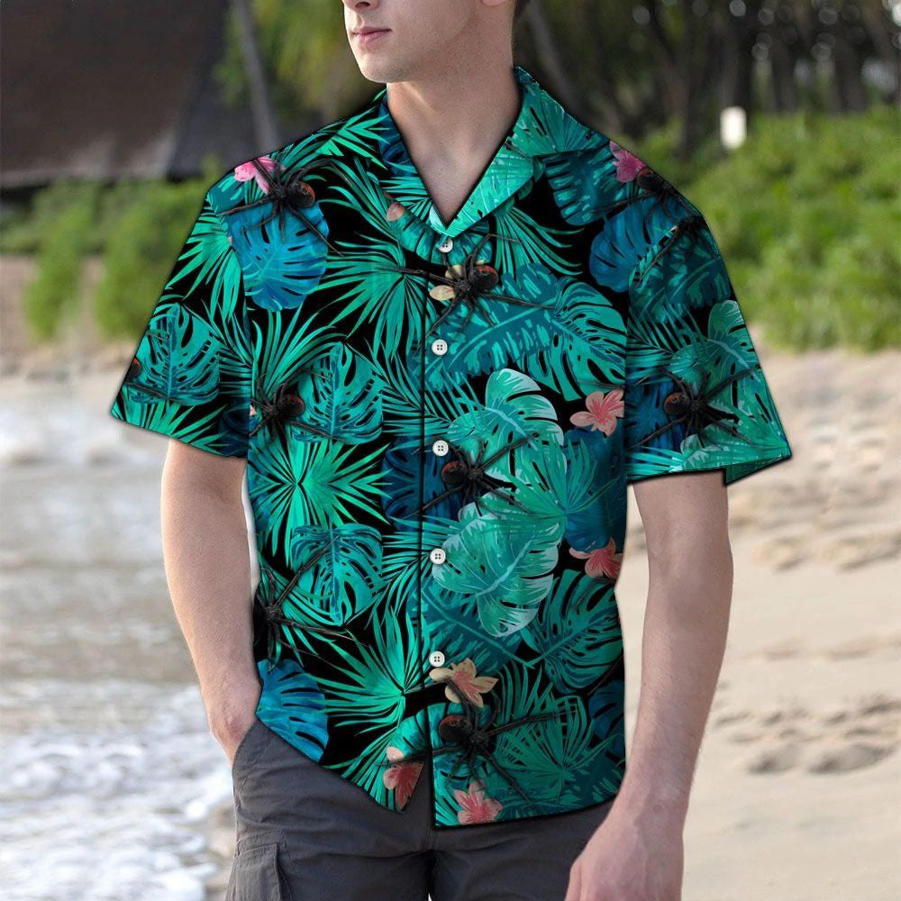 damháin alla nimhiúla dubha patrún plandaí trópaiceacha a cheilt Léine Haváís, Bronntanas Léine Haváís, Bronntanas Nollag