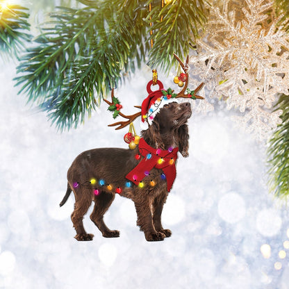 Boykin Spaniel Christmas Light Reindeer Ornament, Dog Lover Gifts, Christmas Tree Ornament, Home Decor Plastic Ornament, Christmas Ornament Gift, Christmas Gift, Christmas Decoration