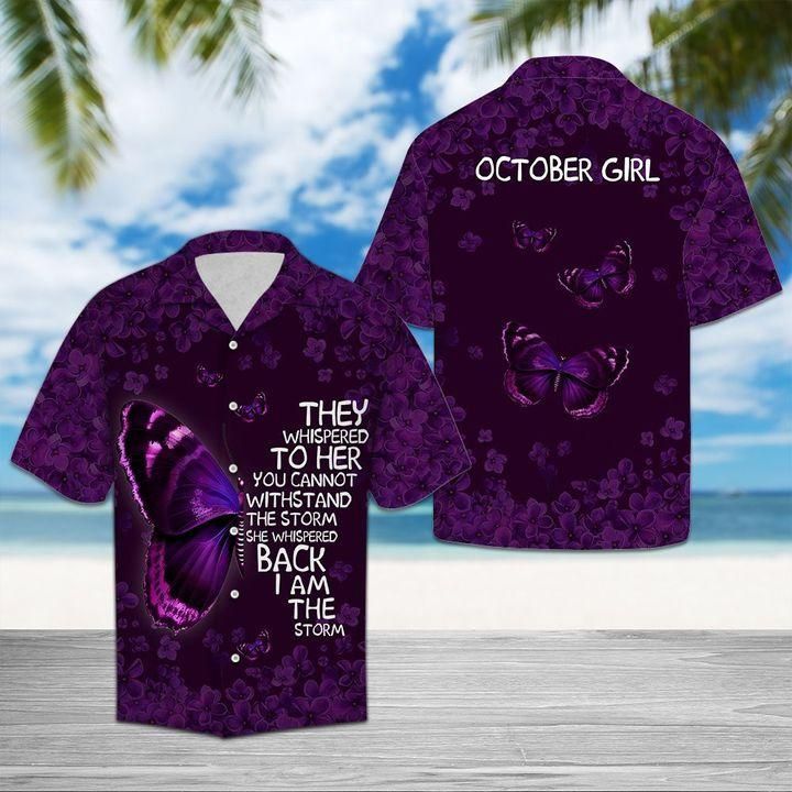 Butterfly And October Girl Hawaiian Shirt,Hawaiian Shirt Gift, Christmas Gift