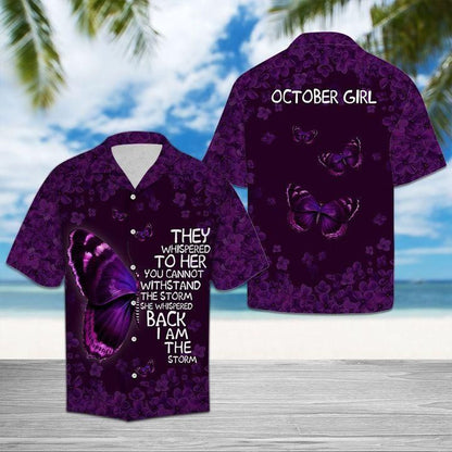 Butterfly And October Girl Hawaiian Shirt,Hawaiian Shirt Gift, Christmas Gift