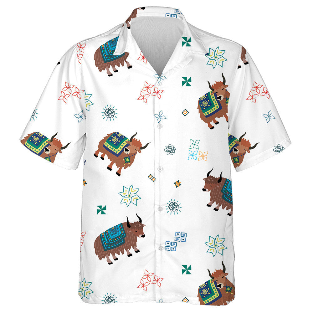 Hand Drawn Cow Yak On White Background Hawaiian Shirt, Hawaiian Shirt Gift, Christmas Gift
