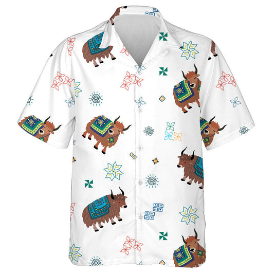 Hand Drawn Cow Yak On White Background Hawaiian Shirt, Hawaiian Shirt Gift, Christmas Gift