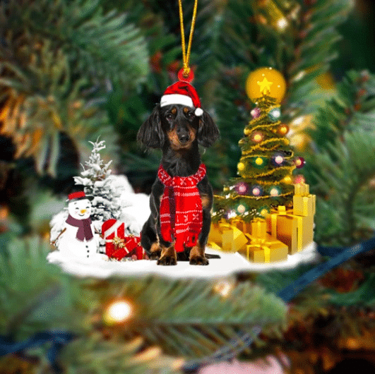 Ornáid Nollag Black Dachshund, Bronntanas Ornáide Nollag, Bronntanas Nollag, Maisiú Nollag