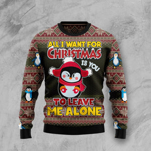 Penguin All I Want For Christmas Is You To Leave Me Alone Ugly Christmas Sweater,Christmas Gift,Gift Christmas 2024