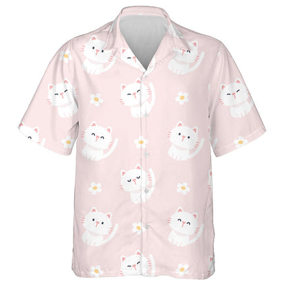 Cat gleoite Agus Bláthanna Bána i Stíl Chartúin Léine Haváís, Bronntanas Léine Haváís, Bronntanas Nollag