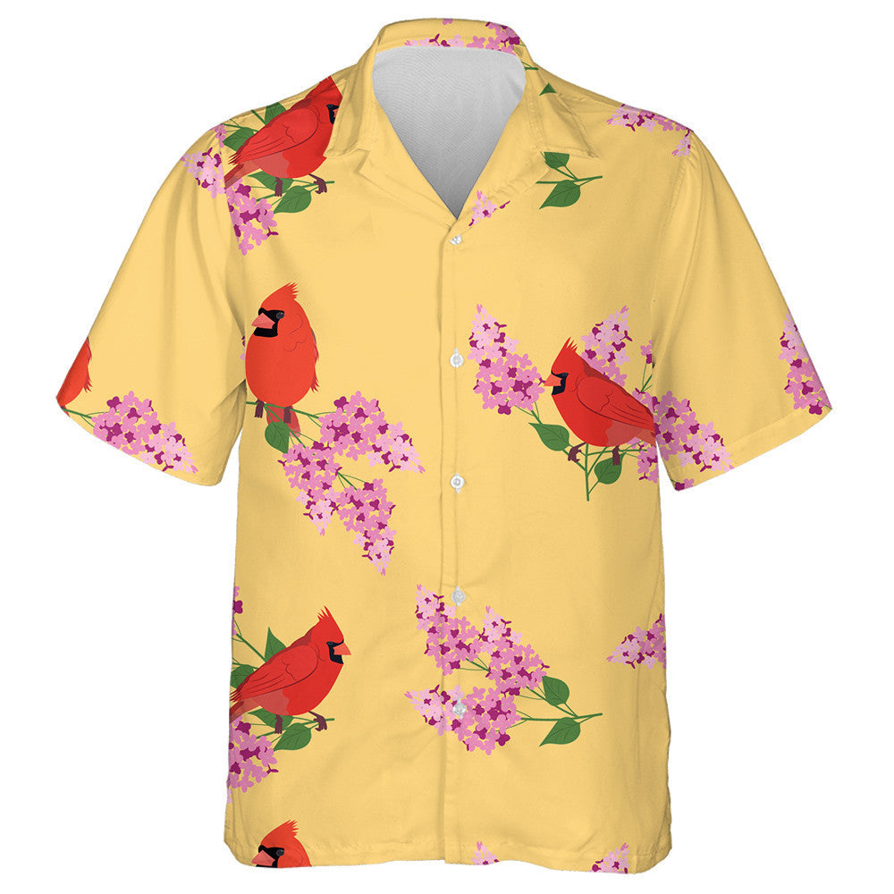 Funny Red Cardinal Bird With Lilac Hawaiian Shirt,Hawaiian Shirt Gift, Christmas Gift