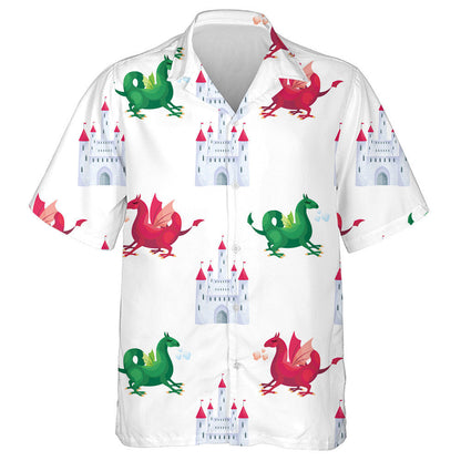 Picture Of A Fairytale Castle And Dragon Hawaiian Shirt,Hawaiian Shirt Gift, Christmas Gift