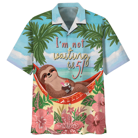 Sloth I'm Not Waiting Til Pattern Hawaiian Shirt,Hawaiian Shirt Gift, Christmas Gift