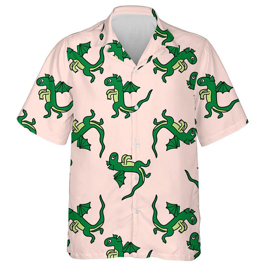 Green Dragon On Pink Monster Background Hawaiian Shirt,Hawaiian Shirt Gift, Christmas Gift