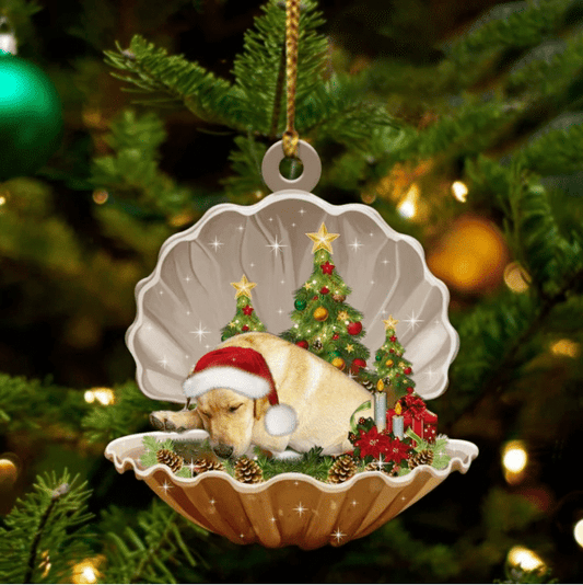 Cute Yellow Labrador Sleeping in Pearl Dog Christmas Ornament Flat Acrylic, Christmas Gift,Christmas Decoration