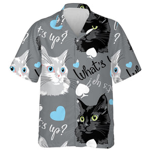 What's Up With Cats Heads On Grey Hawaiian Shirt, Hawaiian Shirt Gift, Christmas Gift