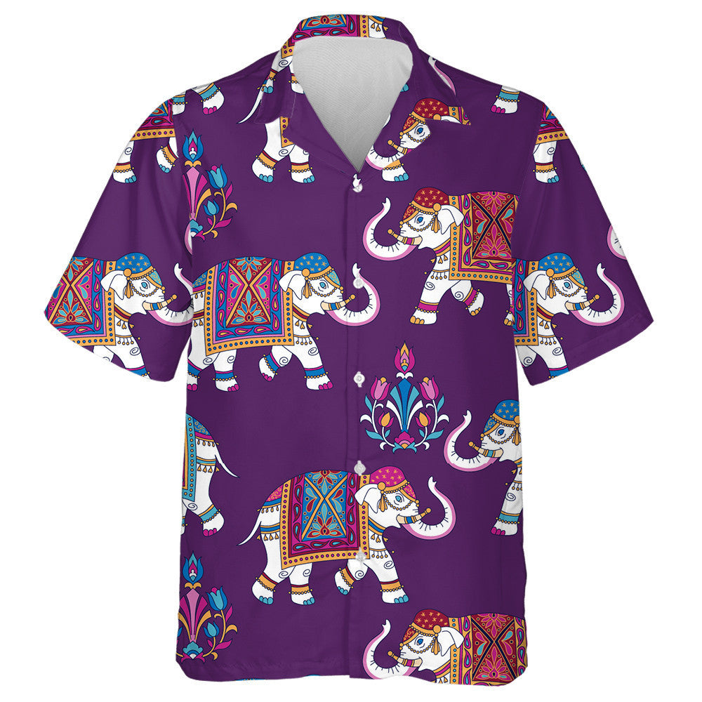 Eilifintí Greannmhar Agus Eilimintí Bláthanna ar Chúlra Violet Léine Haváí, Bronntanas Léine Haváíais, Bronntanas Nollag