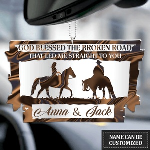 Cowboy Couple In Barn God Blessed Personalized Ornament, Couple Car Hanging Ornament, Christmas Decoration