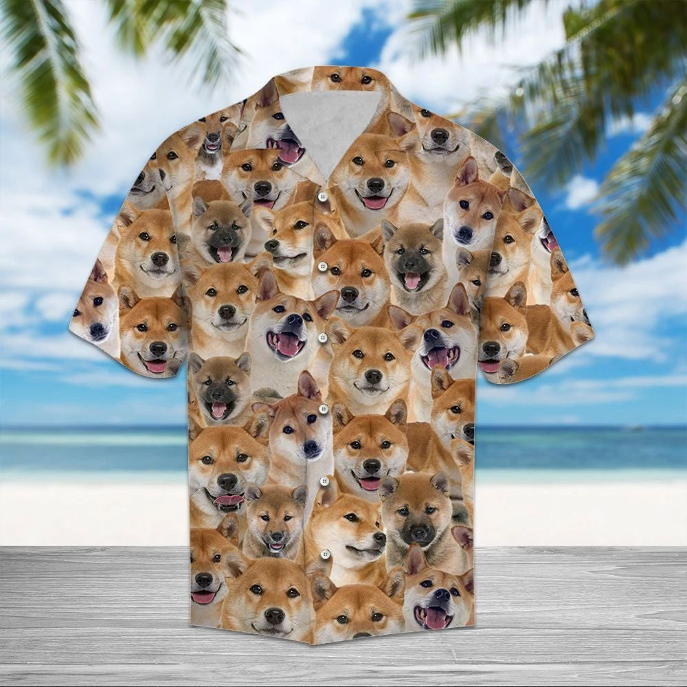 Shiba Inu Smile With You Design Hawaiian Shirt,Hawaiian Shirt Gift, Christmas Gift