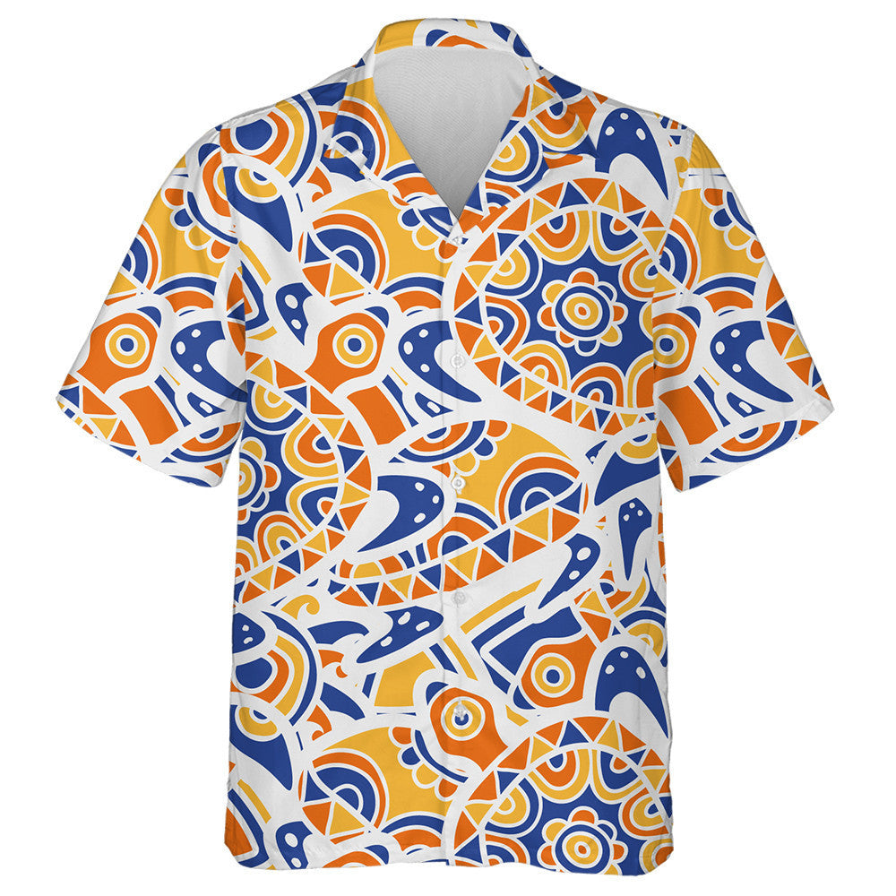 Turtar Ornáideach Eitneach Gorm Agus Oráiste Lámhdhéanta Léine Haváí, Bronntanas Léine Haváí, Bronntanas Nollag